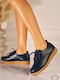 Δερμάτινα Γυναικεία Oxfords σε Navy Μπλε Χρώμα