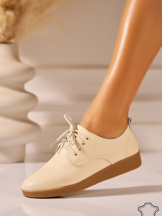 Botinelli Leder Damen Oxfords in Beigem Farbton