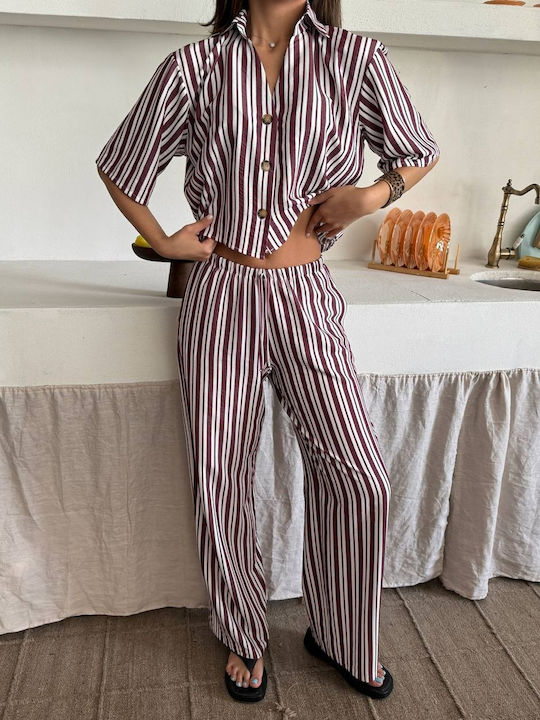 Elloturcia Set Pantaloni Dama Burgundy