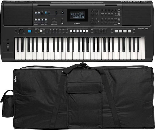 Yamaha Αρμόνιο PSR-E483 με 61 Πλήκτρα με Θήκη Μαύρο Road Βundle