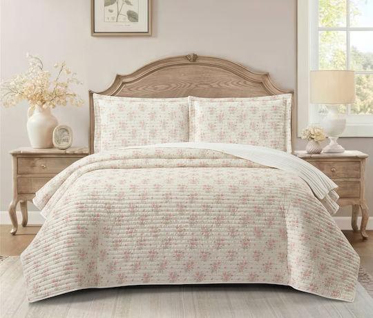 Liolios Home Cuvertură Pat Dublu Ivory/Roz 220x240cm