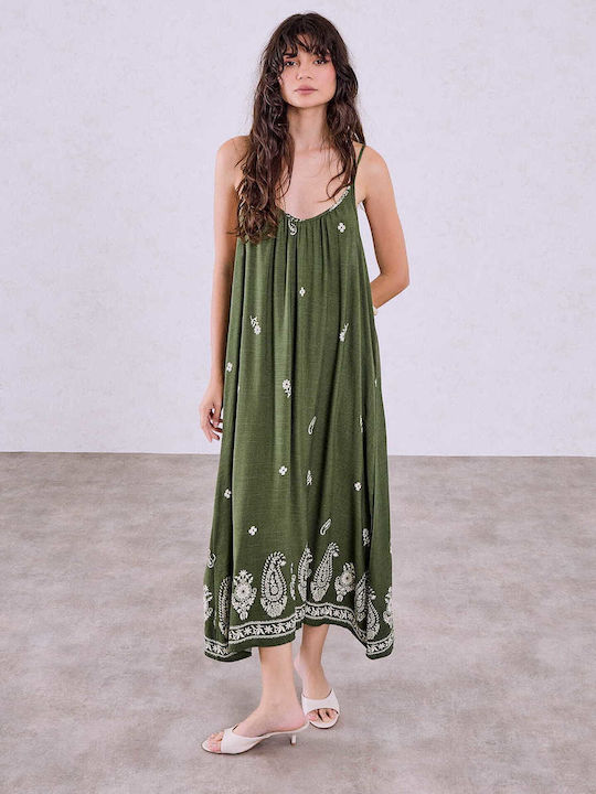 Celestino Damenkleid Maxi Lässiger Schnitt Khaki