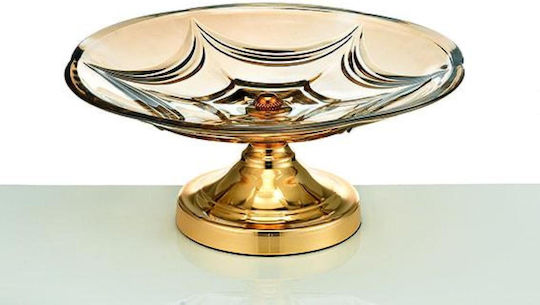 Glass Fruit Bowl With Metal Gold Base Φ34x15υ