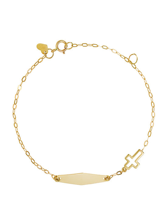 Kinderarmband ID aus 9K Gold mit Kreuz