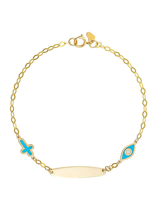 Kids Bracelet ID from 9K Gold with Evil Eye