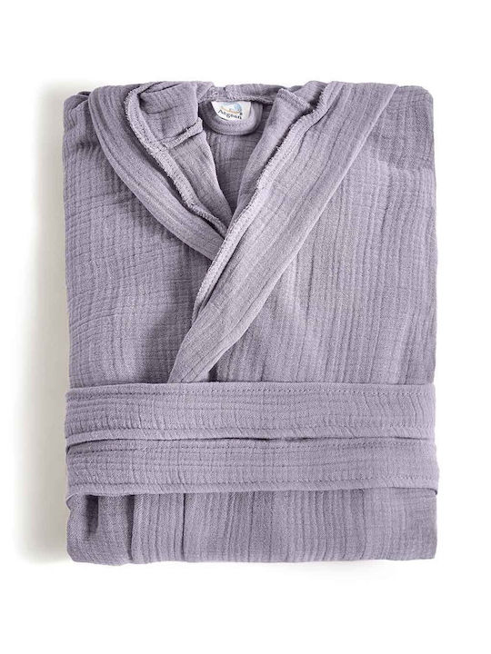 Αιγαίον Super Soft Μπουρνούζι με Κουκούλα Violet 220gr/m²