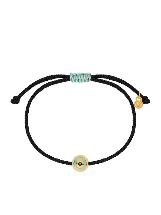 Women's Macrame Bracelet with Eye Design Made of Cord with Zircon 03-637Kblack