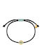 Women's Macrame Bracelet with Eye Design Made of Cord with Zircon 03-637Kblack