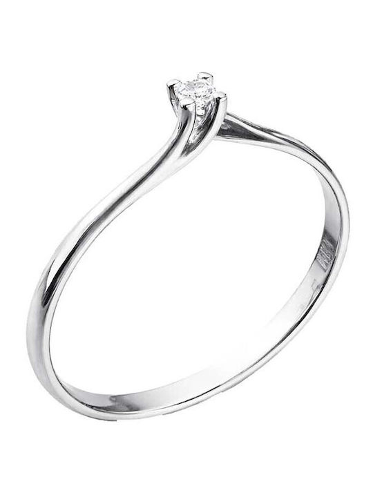 Single Stone Ring In 18K White Gold