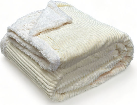 Κουβέρτα Fleece Γούνα Sherpa Υπέρδιπλη 220*240 Μπεζ-95.102