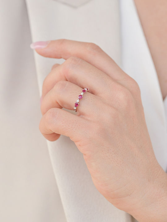 Women's Ring with Diamond in 18K White Gold