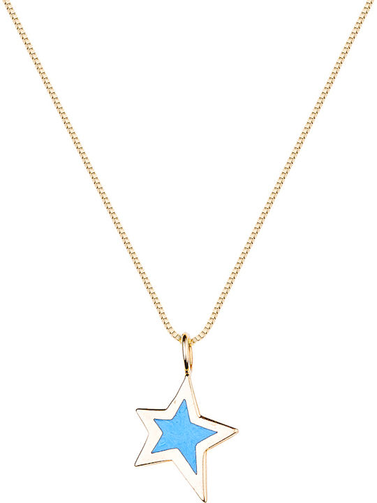 Hängendes Charm Stern aus 14K Gold Hellblau