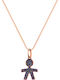 Charm with Stones from Rose Gold 14K with Black Zircon