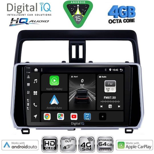 Digital IQ Car Audio System for Toyota Land Cruiser 2019-2023 Bluetooth USB WiFi GPS Apple CarPlay Android Auto with 10" Touch Screen