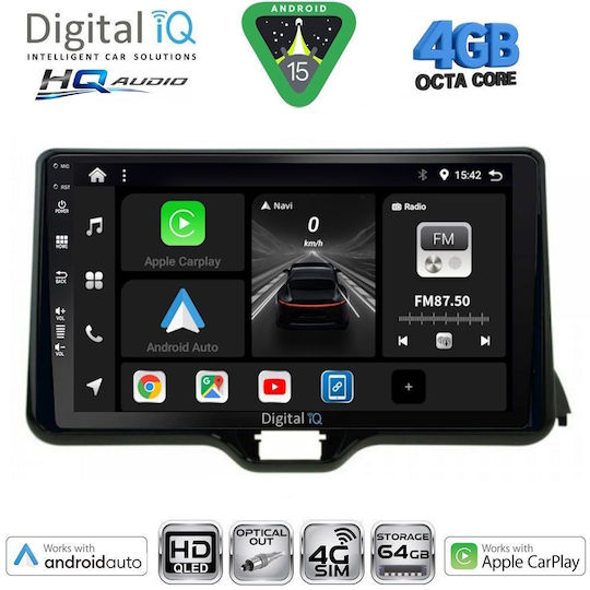 Digital IQ Ηχοσύστημα Αυτοκινήτου για Toyota Yaris Mazda 2 2023 (Bluetooth/USB/WiFi/GPS/Apple-Carplay/Android-Auto) με Οθόνη Αφής 10"