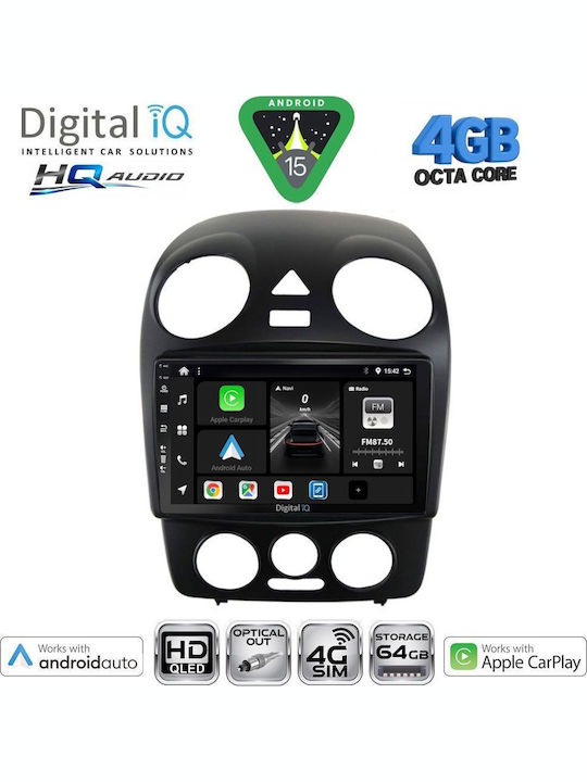 Digital IQ Auto-Audiosystem für Volkswagen Käfer 2004-2011 (Bluetooth/USB/Eingebautes Wi-Fi / 3G / GPS / Apple CarPlay / Android Auto) mit Touchscreen 9"