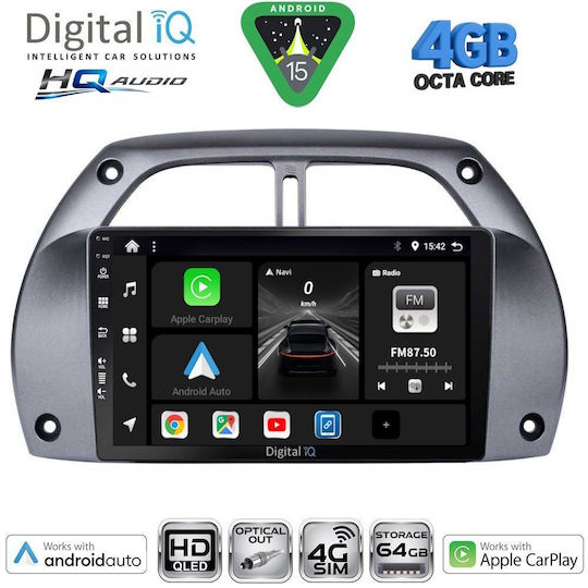 Digital IQ Car Audio System for Toyota RAV 4 2000-2006 with A/C Bluetooth USB WiFi GPS Apple CarPlay Android Auto with 9" Touch Screen