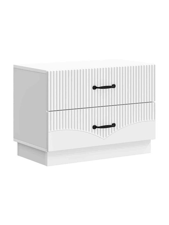 Нощно Шкафче Дървено Бяло 62x34.5x44.5см