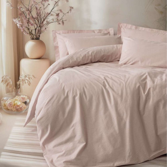 Cottonbox Set Huse Pentru Pilote 100% Bumbac 160x220cm Simplă Cu Față De Pernă Și 1 Cearceaf Roz Pudrat