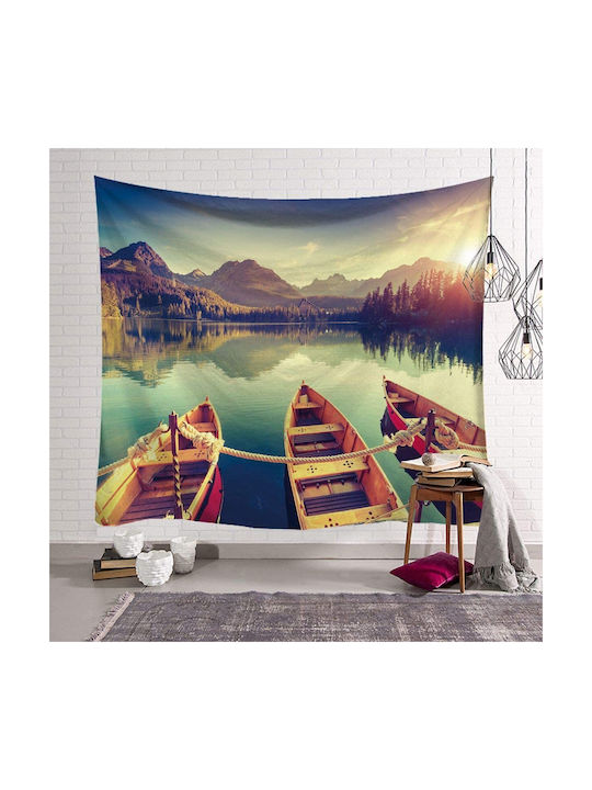 FRIPIA Decorațiune Tapiserie Apus Peste Lac Lucrată Manual Multicolor Din Țesătură 200x150cm