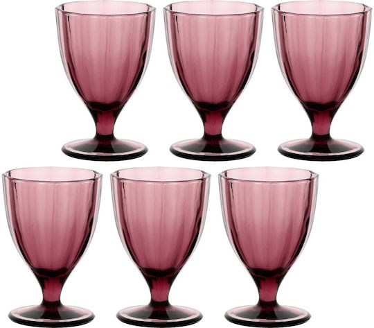 Rose&Tulipani Amani Σετ Ποτήρια Γυάλινα Μωβ 300ml 6τμχ