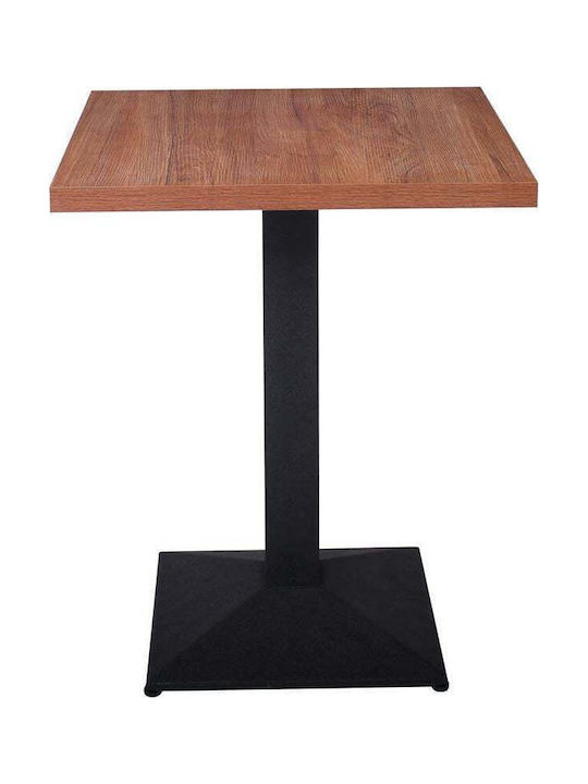 Maro Square Wooden Table with Metal Frame Walnut 41x41cm