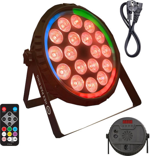 Light4me Hex Par Ring Stage Spotlight Lighting Effect Dmx 18x6w Rgbwa+uv Led+30x0.3w