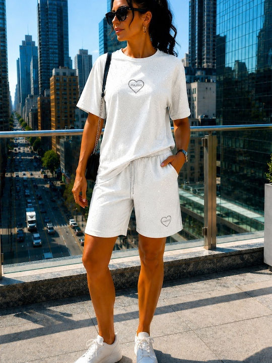 Damen-Set mit Aktive Shorts Weiß