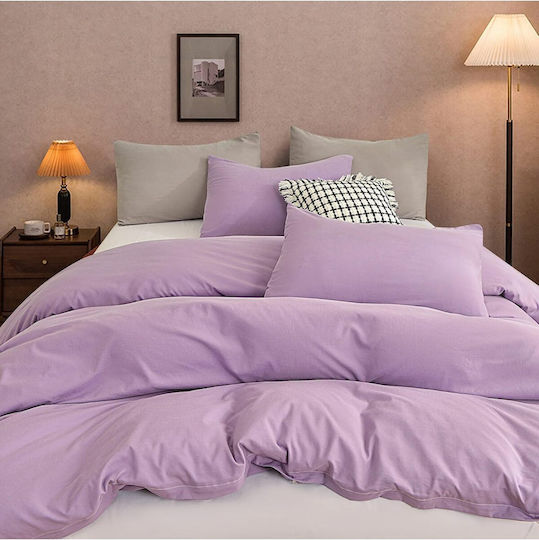 SteweHome Set Semidublă 195x230cm Lila Huse Pentru Pilote