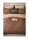 SteweHome Cotton Duvet Cover Set 200x220cm Double With 2 Pillowcases Brown