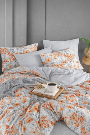 SteweHome Σετ Παπλωματοθήκη Βαμβακερή 200x230cm Διπλή με 2 Μαξιλαροθήκες & 1 Σεντόνι Γκρι