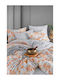 SteweHome Cotton Duvet Cover Set 200x200cm Double With 2 Pillowcases Orange