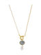 Oxette Gold Plated Necklace with Pearls & Blue Zircon