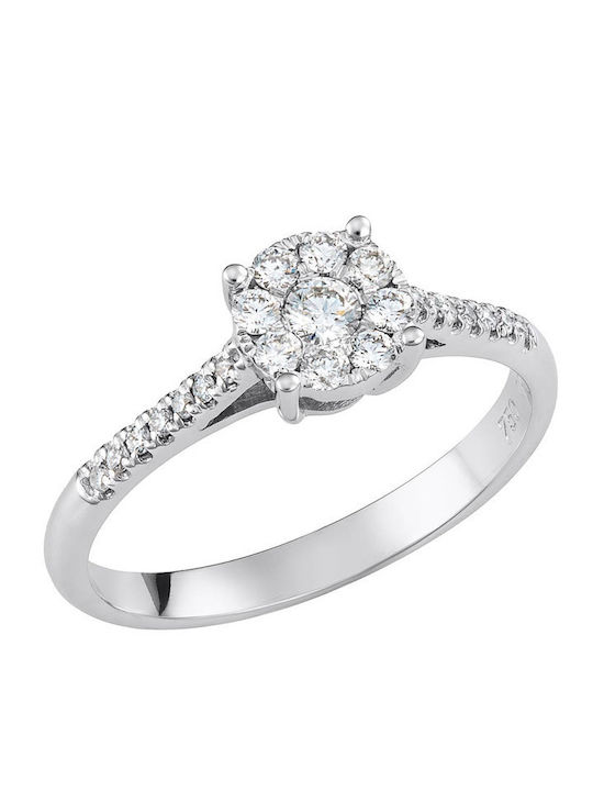 Inel Din Aur Alb 18K Cu Diamant