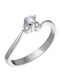 Single Stone Ring In 18K White Gold