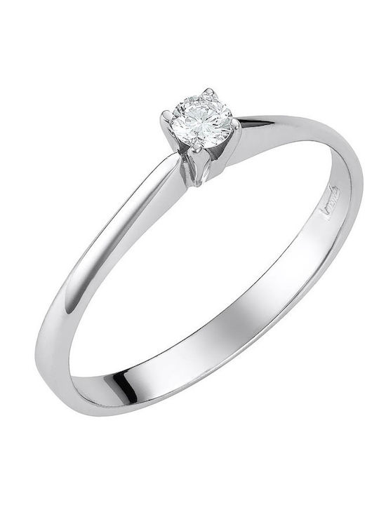 Single Stone Ring In 18K White Gold With Diamond