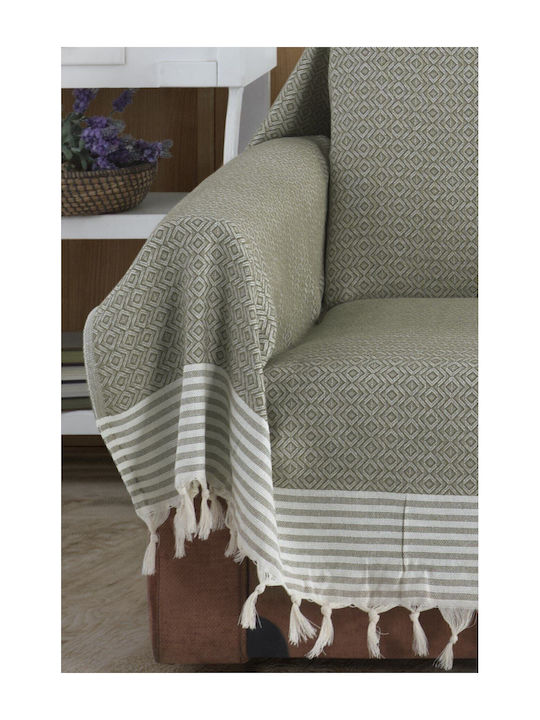 SteweHome Three-Seater Sofa Throw 180x300cm Khaki