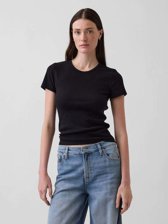 GAP Γυναικείο Crop Top Βαμβακερό Black