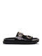 Damen Anatomische Flache Sandalen Schwarz