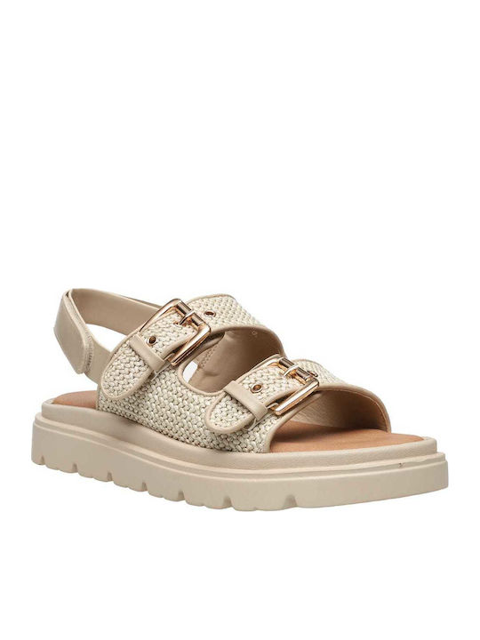 Malena Γυναικεία Σανδάλια Flatforms Μπεζ
