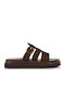 Δερμάτινα Γυναικεία Σανδάλια Flatforms Καφέ