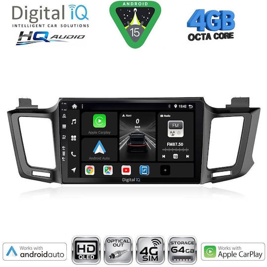 Digital IQ Ηχοσύστημα Αυτοκινήτου για Toyota RAV 4 2013-2019 (Bluetooth/USB/WiFi/GPS/Apple-Carplay/Android-Auto) με Οθόνη Αφής 10"