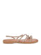Leder Flache Sandalen für Damen Rosa Gold