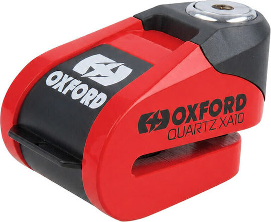 Oxford Quartz Xa10 Motorcycle Disc Brake Lock with Alarm & 10mm Pin Red Colour