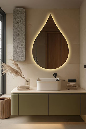 SteweHome STE-021127-V42232-129596 Oglindă de Baie cu Lumini LED din MDF 80x50cm Galben