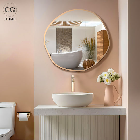 SteweHome Ασύμμετρος Καθρέπτης Μπάνιου από MDF 80x80cm Μπρονζέ