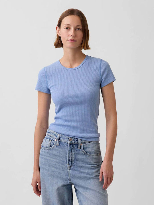 GAP Γυναικείο Crop Top Βαμβακερό Blue Suede