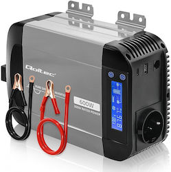 Qoltec Μετατροπέας Τάσης Pure Sine Wave 12v 230v 300/600w Lcd Usb Usb‑c Συμβατός Lifepo4 Gel Agm Qoltec Μετατροπέας Τάσης Pure Sine Wave 12v 230v 300/600w Lcd Usb Usb‑c Συμβατός Lifepo4 Gel Agm