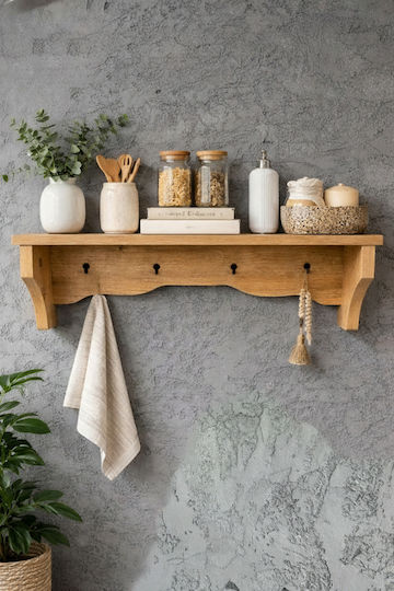 Кафяв Стенен Рафт 60x14x14см