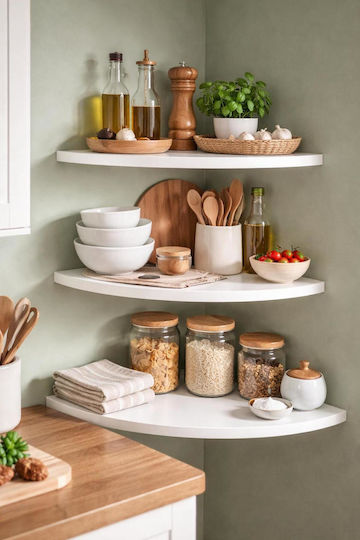 Corner Wall Shelf White 20x20x30cm